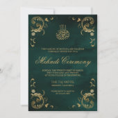 Invitation Frame d'or antique Emerald Green Islam Mehndi (Devant)