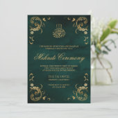 Invitation Frame d'or antique Emerald Green Islam Mehndi (Debout devant)