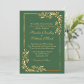 Invitation Frame d'or Elegant chasseur vert avec impression o (Debout devant)