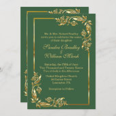 Invitation Frame d'or Elegant chasseur vert avec impression o (Devant / Derrière)