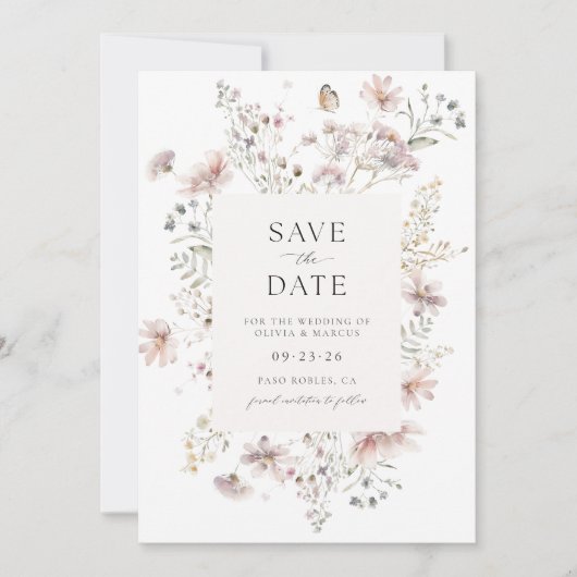 Invitation Frame Fleur sauvage Mariage Enregistrer La Date In (Devant)