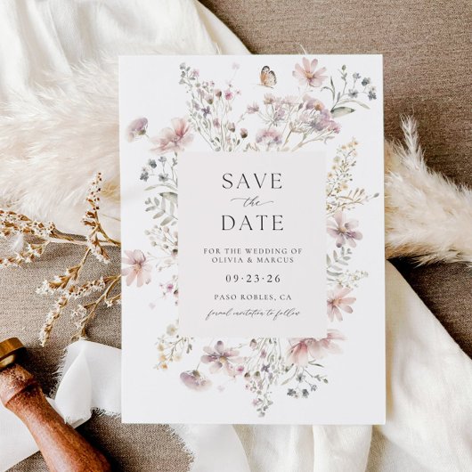 Invitation Frame Fleur sauvage Mariage Enregistrer La Date In