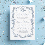 Invitation Frame Floral bleu Français Sweet 16 Anniversaire<br><div class="desc">Élégante invitation à la fête de 16 ans,  le bleu victorien français est une douce invitation à la fête. Pour une personnalisation plus avancée de cette conception,  cliquez sur le BOUTON DESIGN TOOL ci-dessus !</div>