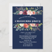 Invitation Frame Floral Bourgogne Bleu foncé Noël (Devant)