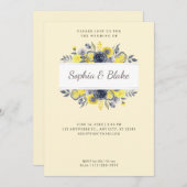 Invitation Frame Floral Jaune et Bleu Mariage Jaune (Devant / Derrière)