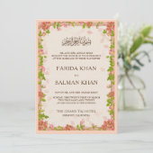 Invitation Frame Florale de Pêche Rustique Mariage musulman i (Debout devant)