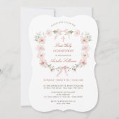 Invitation Frame florale rose rousse Première communion saint (Devant)