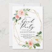 Invitation Frame Gold géométrique Pink Floral Graduation Part (Devant)