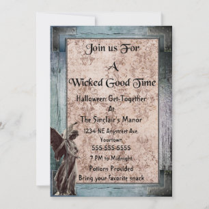 Invitation Frame gothique Grunge Damask Angel Halloween Party