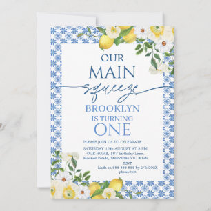 Invitation Frame Jaune Floral Lemon Main Squeeze Anniversaire