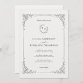Invitation Frame Laurel Wreath Baroque Mariage élégant (Devant / Derrière)