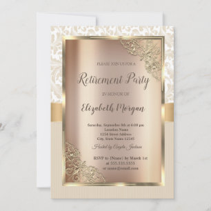 Invitation Frame Or Festif, Damask Stripes Retirement