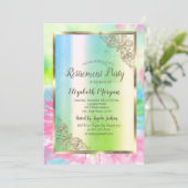 Invitation Frame Or Festif, Vert, Tie Dye Retraite (Debout devant)