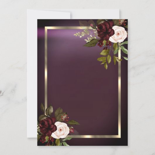 Invitation Frame Or Festive Bourgogne Retraite Rose (Dos)