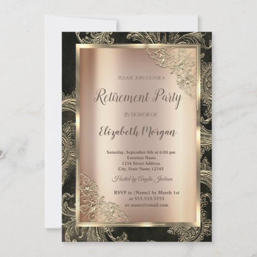 Invitation Frame Or Festive, Retraite Florale Damas (Devant)