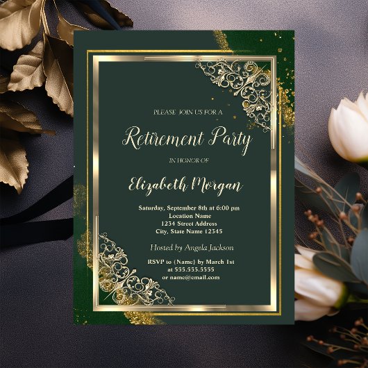 Invitation Frame Or Festive Retraite verte