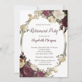 Invitation Frame Or, Fleurs Bourgogne Retraite (Devant)