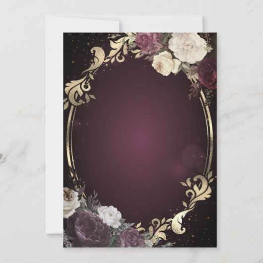 Invitation Frame Or, Fleurs Bourgogne Retraite (Dos)