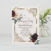 Invitation Frame Or Fleurs Bourgogne, Retraite Confetti (Debout devant)