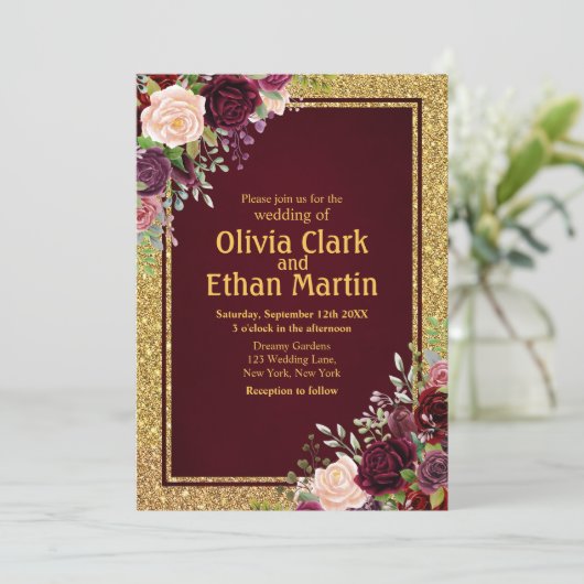 Invitation Frame or rose de Bourgogne (Debout devant)