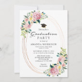Invitation Frame Ovale moderne Pastel Floral Graduation Party (Devant)