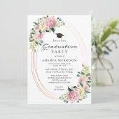 Invitation Frame Ovale moderne Pastel Floral Graduation Party (Debout devant)