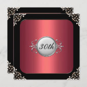 Invitation Frame rouge et noir 30e anniversaire (Devant / Derrière)