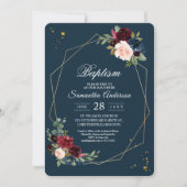 Invitation Frame Rustique Bourgogne Marine Blue & Red Gold Fl (Devant)