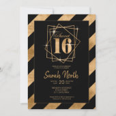 Invitation Frame Sweet 16 Black ID758 (Devant)