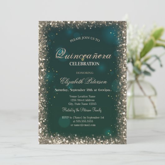 Invitation Frame Vert Quinceañera (Debout devant)