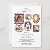 Invitation Framed Ghost & Cat Halloween 1st Birthday (Devant)