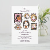 Invitation Framed Ghost & Cat Halloween 1st Birthday (Debout devant)