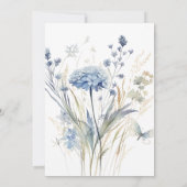 Invitation Français Blue Aquarelle Jardin Fleur sauvage Maria (Dos)