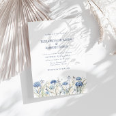 Invitation Français Blue Aquarelle Jardin Fleur sauvage Maria