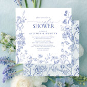 Invitation Français Blue & White Victorian Couples Douche