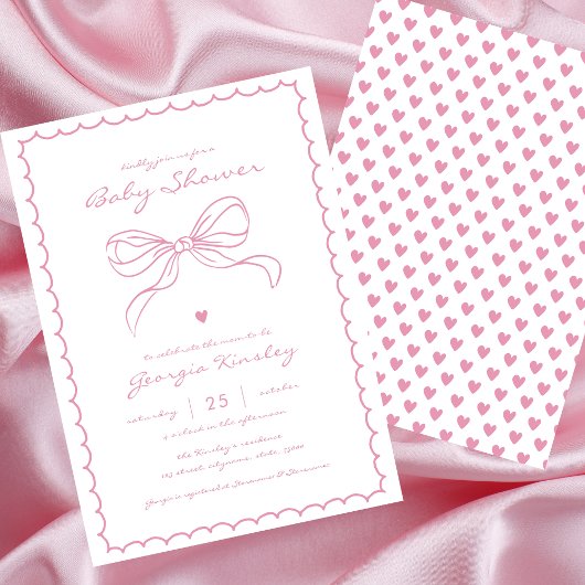 Invitation Français Coquette Bow Whimsy Frame Baby shower fil