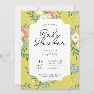 Invitation Français Cottage Floral (Zesty Lime Hot Pink)