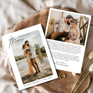 Invitation Français Français Mariage Merci Photo Minimaliste