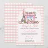 Invitation Français Paris Baby shower Bonjour Bebe (Devant / Derrière)