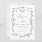 Invitation Français Sage Vert Tout en un Mariage de code QR (Devant)