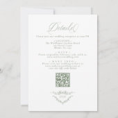 Invitation Français Sage Vert Tout en un Mariage de code QR (Dos)