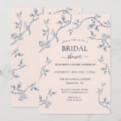 Invitation Français toile rose & bleu Douche nuptiale Invitat (Devant / Derrière)