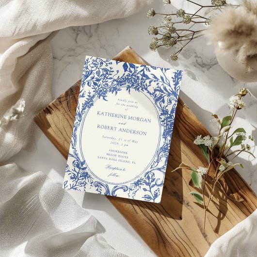Invitation Français Vintage Élégant Mariage Floral