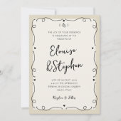 Invitation Français Vintage Main tiré Whimsical Frame Mariage (Devant)