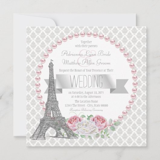 Invitation France Pays Paris Mariage (Devant)