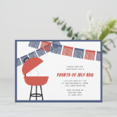 Invitation Frange Red Blue & White Party 4 juillet Barbecue (Debout devant)
