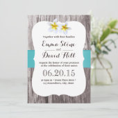 Invitation Frangipani Blanc Classique Blue Beach Mariage (Debout devant)