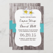 Invitation Frangipani Blanc Classique Blue Beach Mariage (Devant / Derrière)