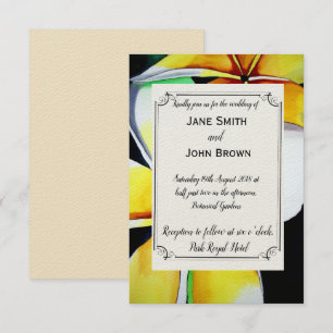 Invitation Frangipani plage mariage aquarelle art tropical