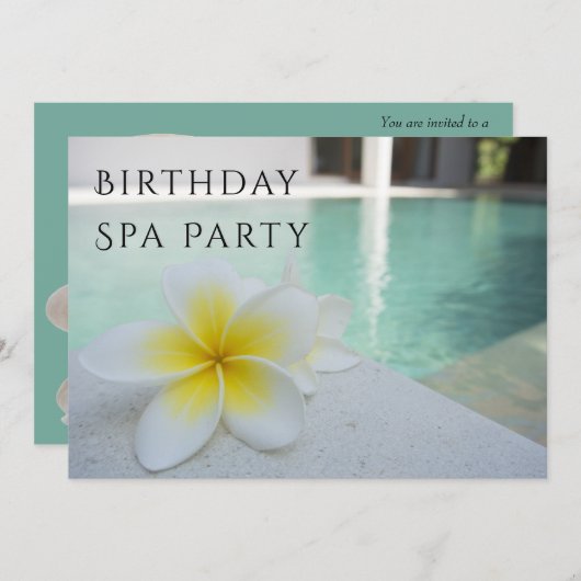 Invitation Frangipani & Pool Journee Spa d'anniversaire (Devant / Derrière)